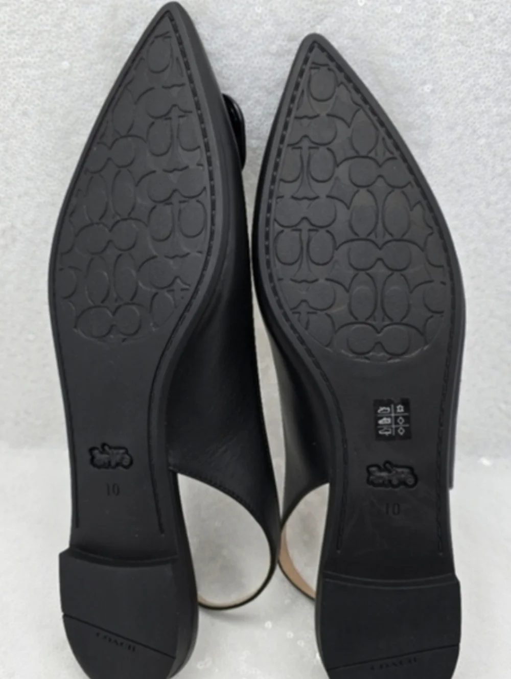 Coach Veda Class Slingback Flats Black Leather Women's 10